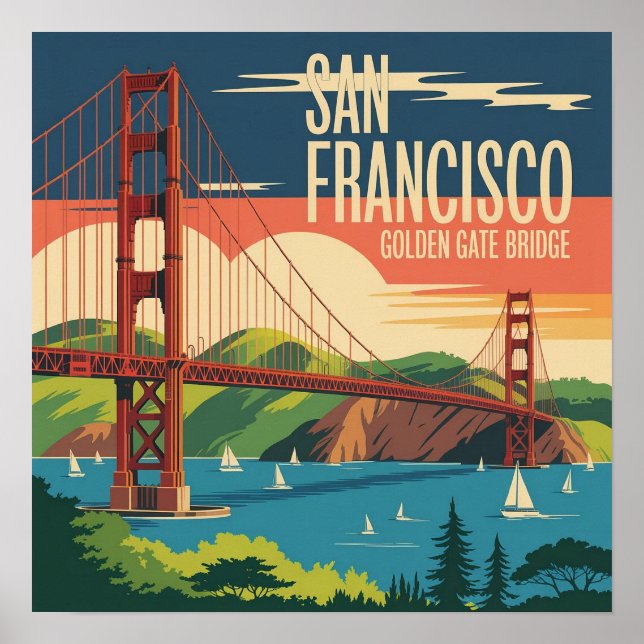 Affiche du pont Golden Gate | San Francisco Vintag (Devant)