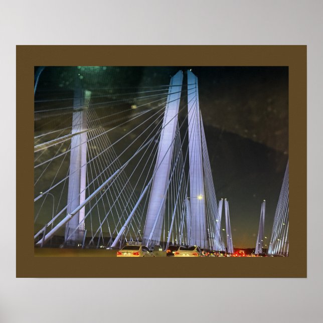 Affiche du pont illuminé de New York (Devant)