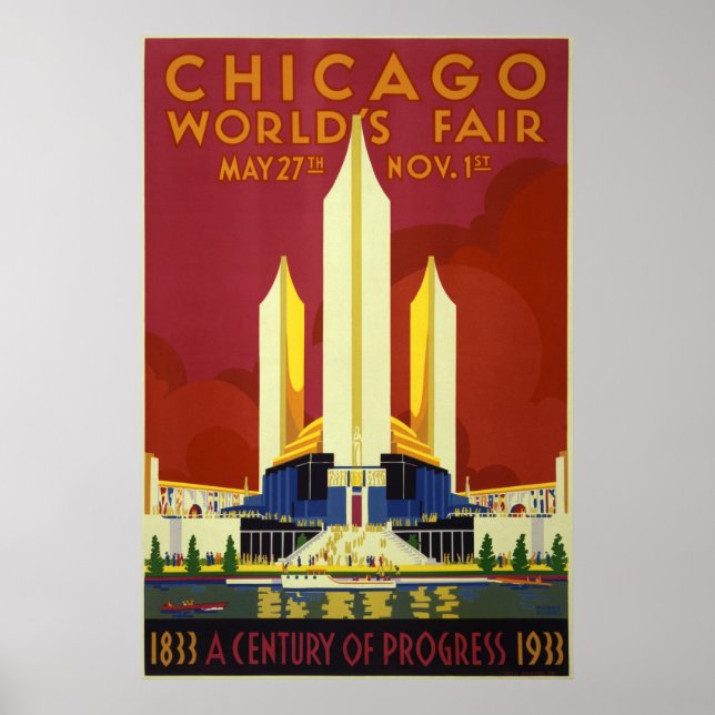 Affiche du salon mondial de Chicago 1933 (Devant)