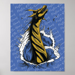 Affiche du serpent monstre marin doré Vagues océan