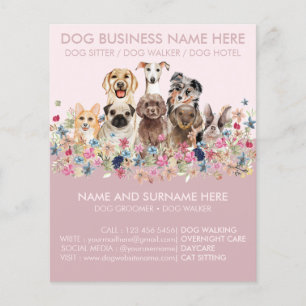 Affiche du service de garde de chien mignon rose