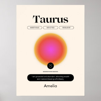 Affiche du signe astrologique Taureau du zodiaque