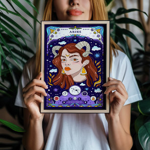 Affiche du signe du zodiaque Bélier - Art mural au