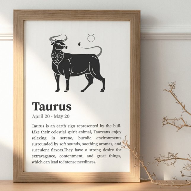 Affiche du symbole du zodiaque de Taurus (Taurus Zodiac Sign Wall Poster)