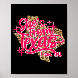 Affiche du Texas peut dire rétro léopard fille du Texas