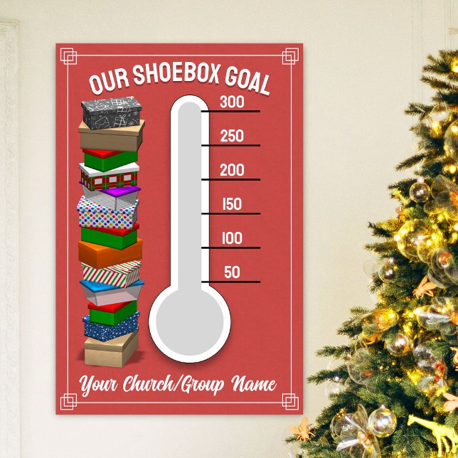 Affiche du Thermomètre Boîte à Chaussures - Rouge (Personalize this poster to best fit your shoebox-collecting occasion!)