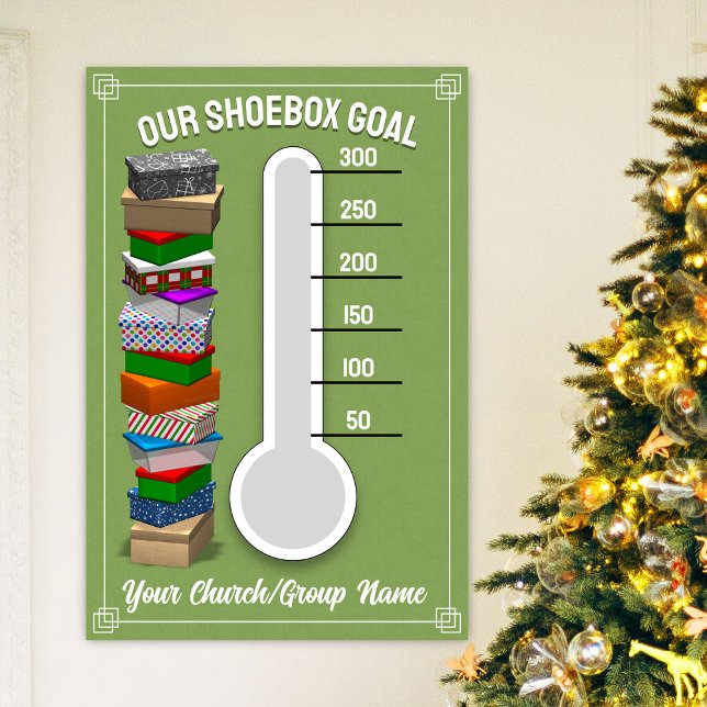 Affiche du Thermomètre Boîte à Chaussures - Vert (Personalize this poster to best fit your shoebox-collecting occasion!)