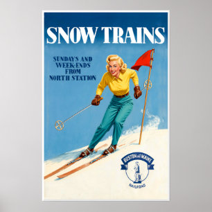 Affiche du train de neige de la Boston and Maine R