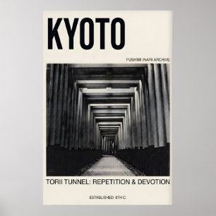 Affiche du tunnel Torii de Kyoto, Art de voyage mi