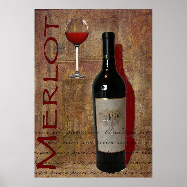 affiche du vin merlot (Devant)
