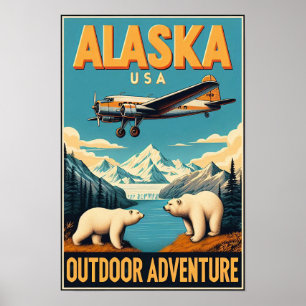Affiche du Vintage voyage d'aventure en plein air