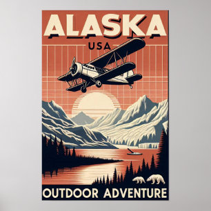 Affiche du Vintage voyage d'aventure en plein air