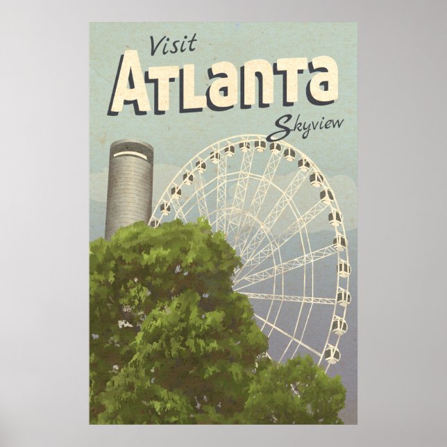 Affiche du Vintage voyage de roues d'Atlanta Skyvi (Devant)