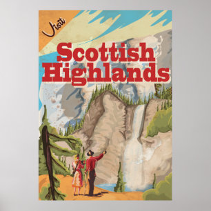 Affiche du Vintage voyage écossais des Highlands