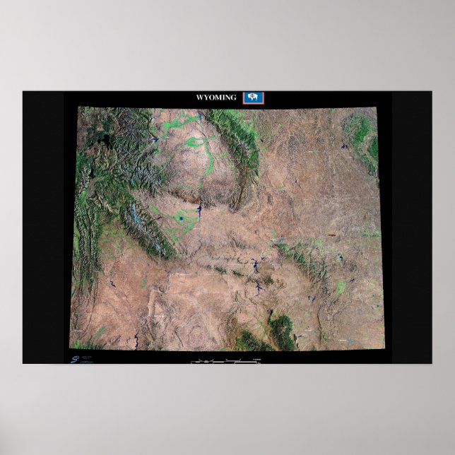 Affiche du Wyoming vue de l'espace par satellite (Devant)