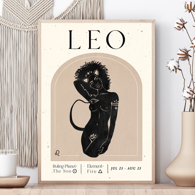 Affiche du zodiaque féminin Lion | Art mural d'ast (Créateur téléchargé)