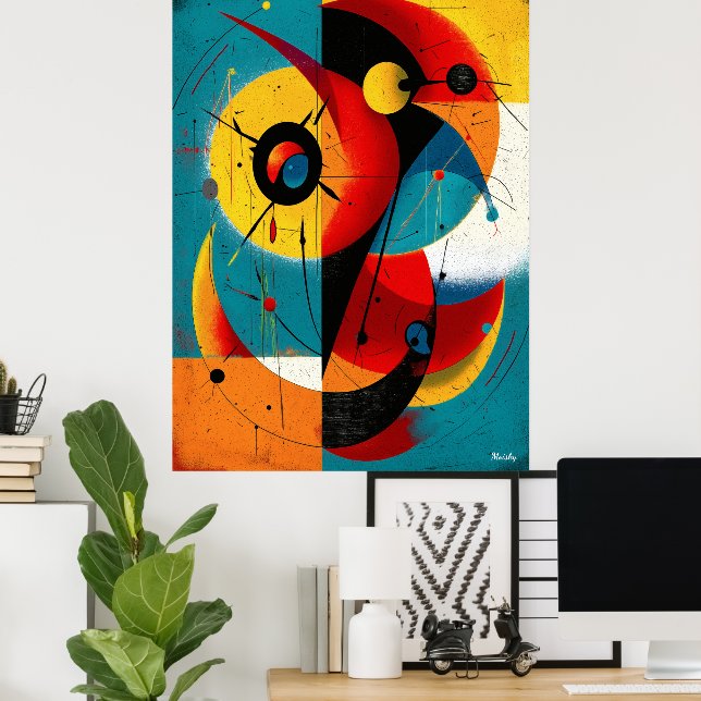 Affiche Dual Orbit – Mid-Century Geometric Symmetry Wall  (Bureau à domicile)