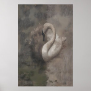 Affiche Dualité Cygne sur l'eau Dark Cottagecore, Vintage