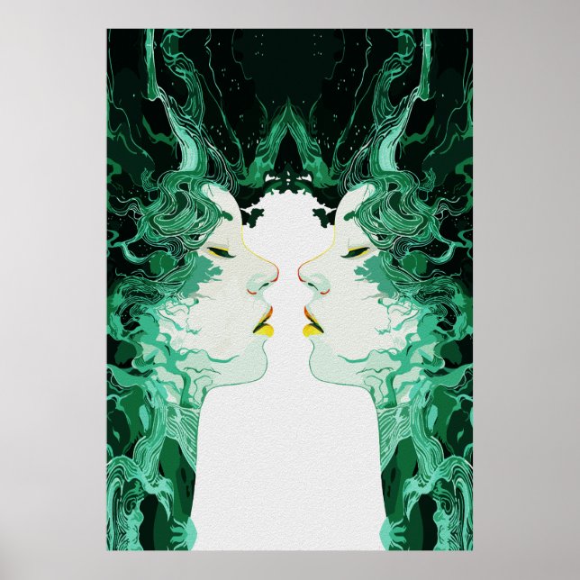 Affiche Dualité Éthérée – Reflet de Miroir Surréaliste (Devant)