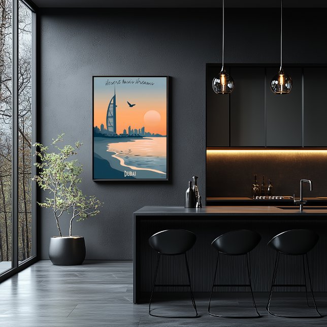 Affiche Dubaï Dusk - Burj Al Arab Silhouette au bord de la (Créateur téléchargé)