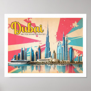 Affiche Dubaï EAU Pop Art Illustration de voyage