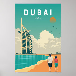 Affiche Dubaï Émirats arabes unis Art de voyage rétro