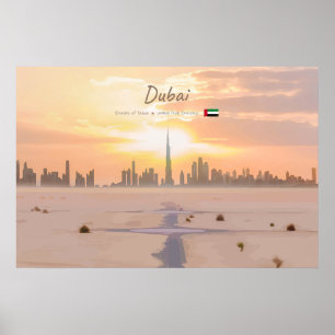 Affiche Dubaï, Émirats arabes unis - Burj Khalifa désert s