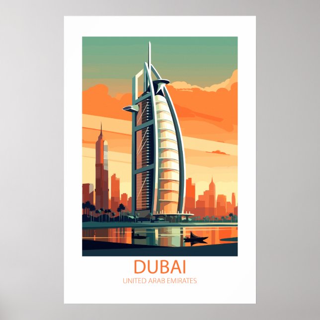 Affiche Dubai Émirats Arabes Unis célèbres lieux de voyage (Devant)