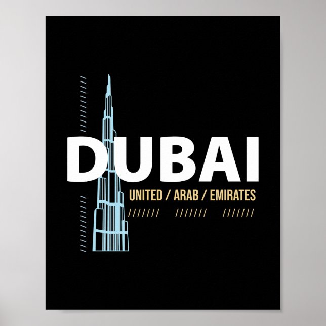 Affiche Dubaï Émirats arabes unis Conception de la skyline (Devant)