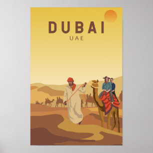 Affiche Dubai Émirats Arabes Unis Désert Safari Retro