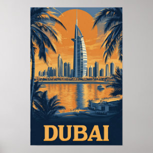 Affiche Dubaï Émirats arabes unis Illustration Voyage