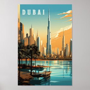 Affiche Dubaï Émirats Arabes Unis Lieu de voyage célèbre