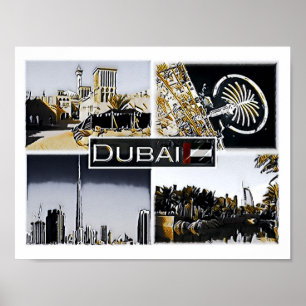 Affiche Dubaï - Emirats Arabes Unis - Mosaic -