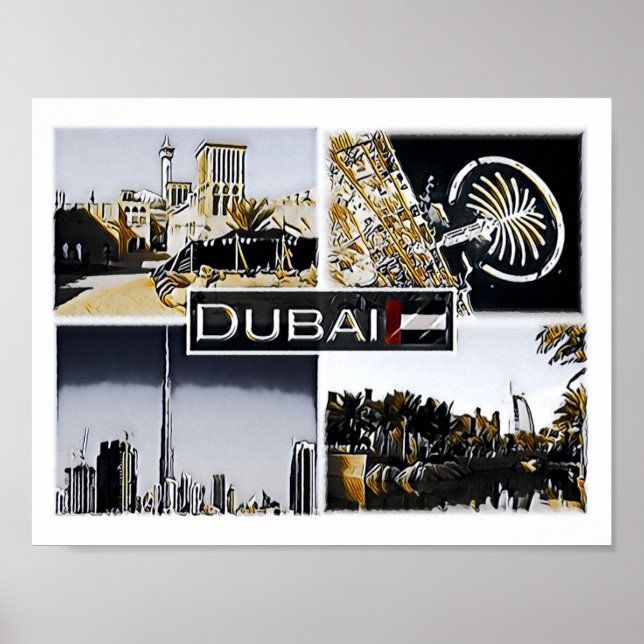Affiche Dubaï - Emirats Arabes Unis - Mosaic - (Devant)