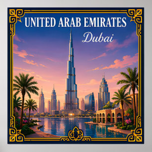 Affiche 🌇 Dubaï Émirats arabes unis Souvenir de visite 🌇