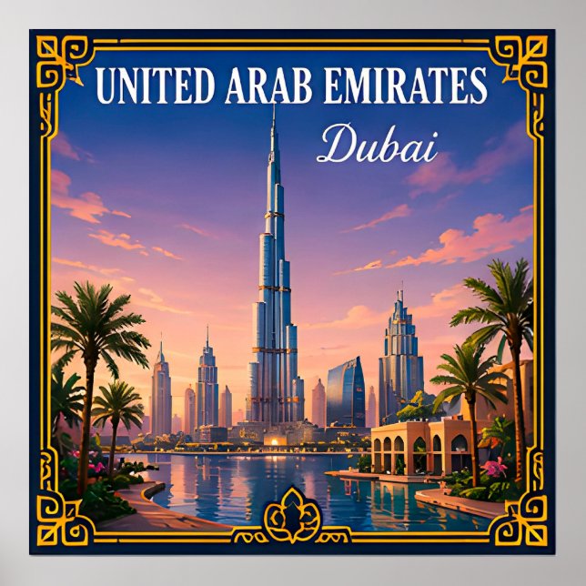 Affiche 🌇 Dubaï Émirats arabes unis Souvenir de visite 🌇 (Devant)