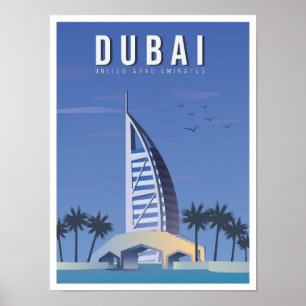 Affiche Dubai Émirats arabes unis Vintage voyage d'art des
