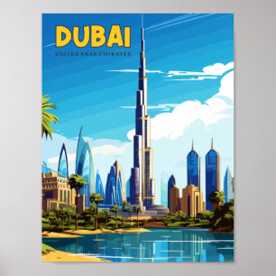 Affiche Dubaï Émirats arabes unis voyage vintage