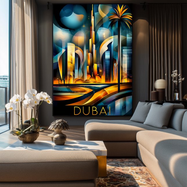 Affiche Dubaï Futuristic Cubism - Modern Geometry Skyline (Créateur téléchargé)