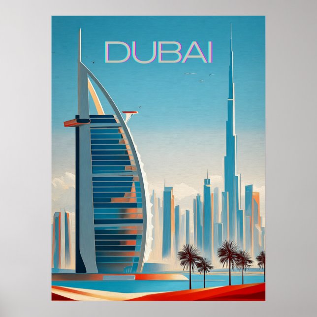 Affiche Dubaï Moderne Contemporain Skyline Wall Art Travel (Devant)