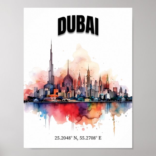 Affiche Dubaï Skyline Wall Art, Art Moderne Wall Art (Devant)