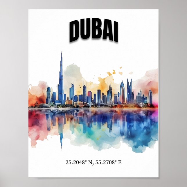 Affiche Dubaï Skyline Wall Art, Modern Wall Art, (Devant)