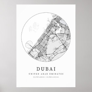 Affiche Dubaï United Arab Emirates Street Layout Map