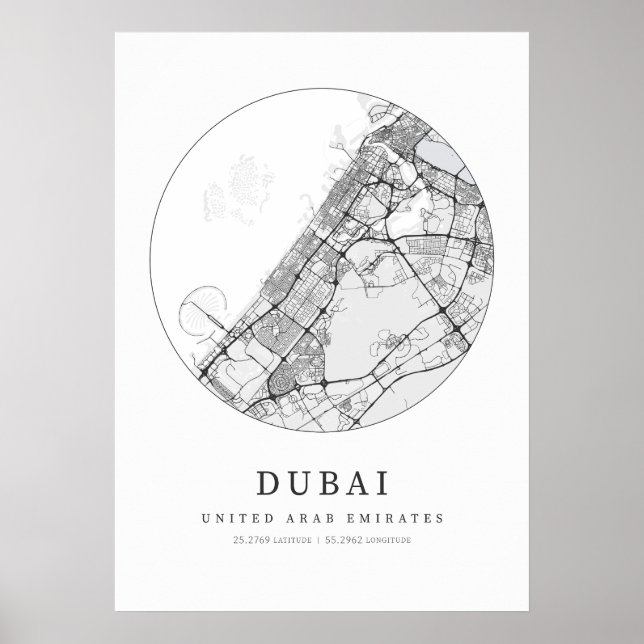 Affiche Dubaï United Arab Emirates Street Layout Map (Devant)