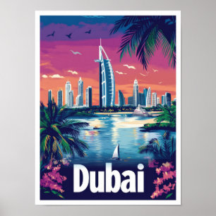 Affiche Dubai United Arab Emirates Travel Illustration