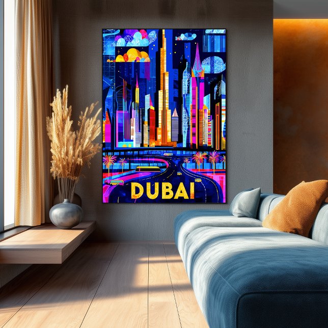 Affiche Dubaï Vibrant Skyline - Géométrie Art Cityscape (Créateur téléchargé)