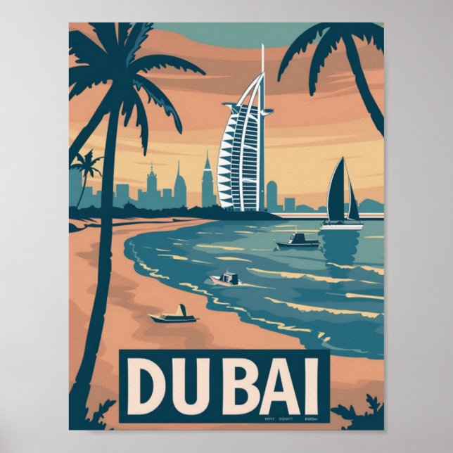 Affiche Dubaï Vintage célèbre Travel Place (Devant)