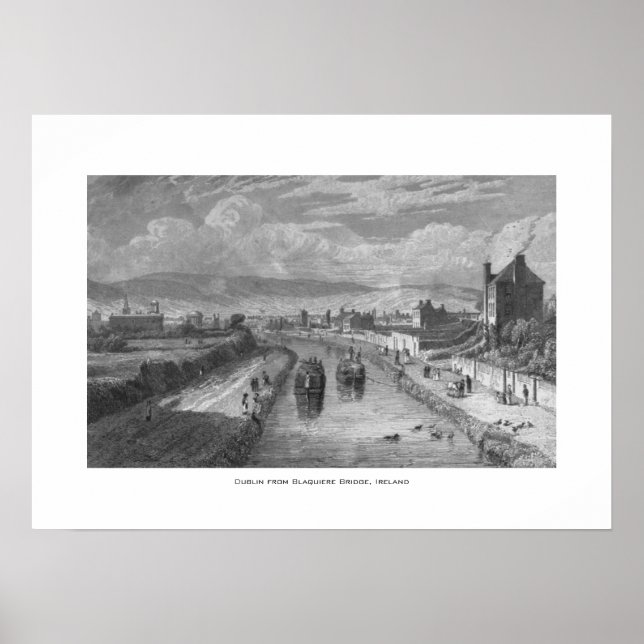 Affiche Dublin de Blaquiere Bridge, Royal Canal, Irlande (Devant)