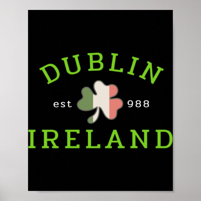 Affiche Dublin Ireland Est 988 Irish St Patrick S Day Sham (Devant)