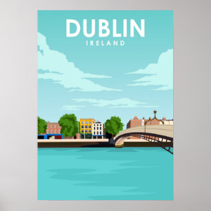 Affiche Dublin Ireland Minimal Illustration Travel Art